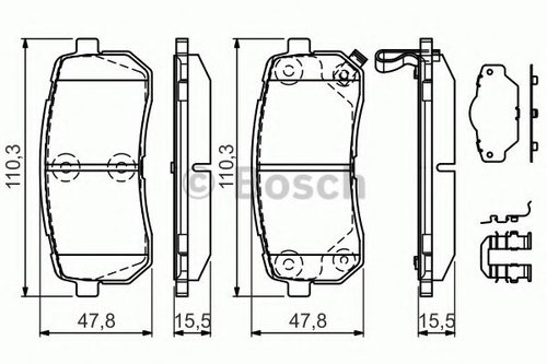 Set placute frana,frana disc HYUNDAI H-1 Starex (H300) caroserie (TQ) (2008 - 2016) BOSCH 0 986 494 ...