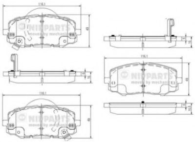 Set placute frana,frana disc HYUNDAI i20 (PB, PBT) (2008 - 2014) NIPPARTS N3600552 piesa NOUA