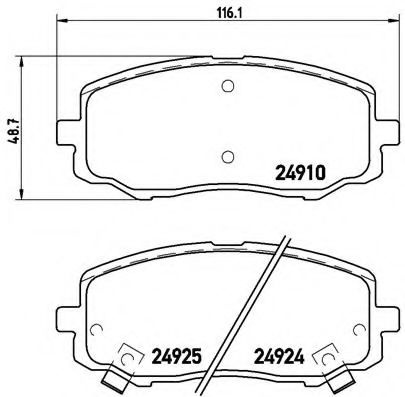 Set placute frana,frana disc HYUNDAI i20 (PB, PBT) (2008 - 2014) BREMBO P 30 045 piesa NOUA