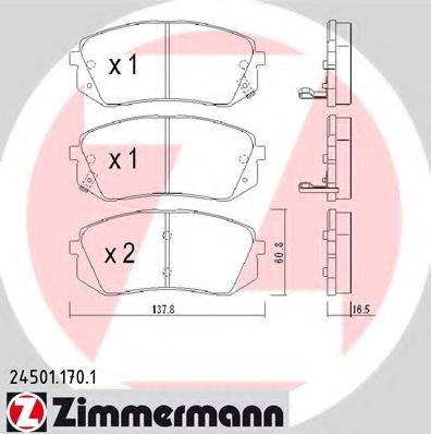 Set placute frana,frana disc HYUNDAI ix35 (LM, EL, ELH) (2009 - 2016) ZIMMERMANN 24501.170.1 piesa N...