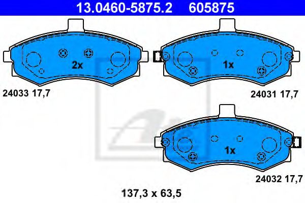 Set placute frana,frana disc HYUNDAI MATRIX (FC) (2001 - 2010) ATE 13.0460-5875.2 piesa NOUA