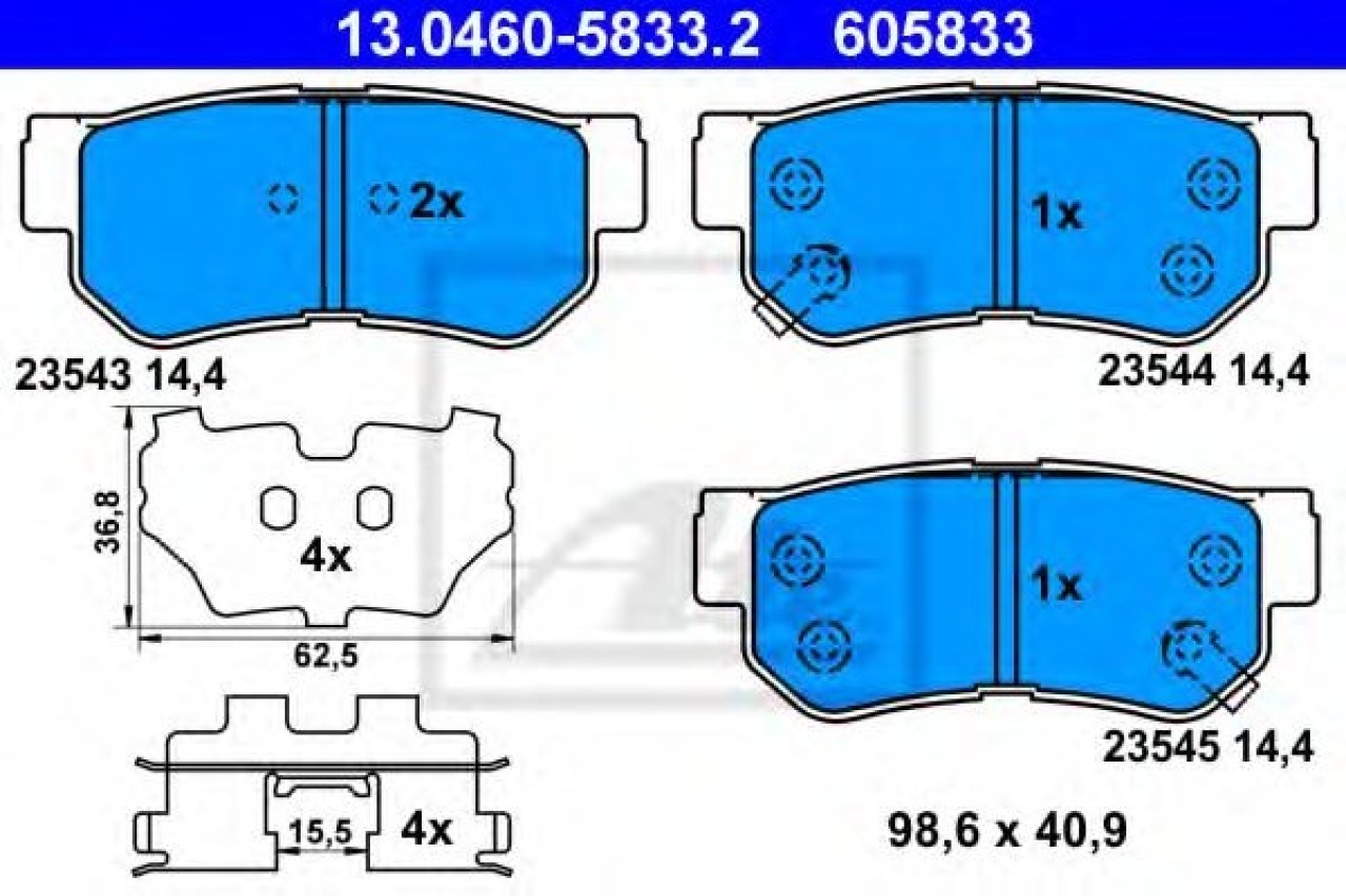 Set placute frana,frana disc HYUNDAI SANTA FE I (SM) (2000 - 2006) ATE 13.0460-5833.2 piesa NOUA