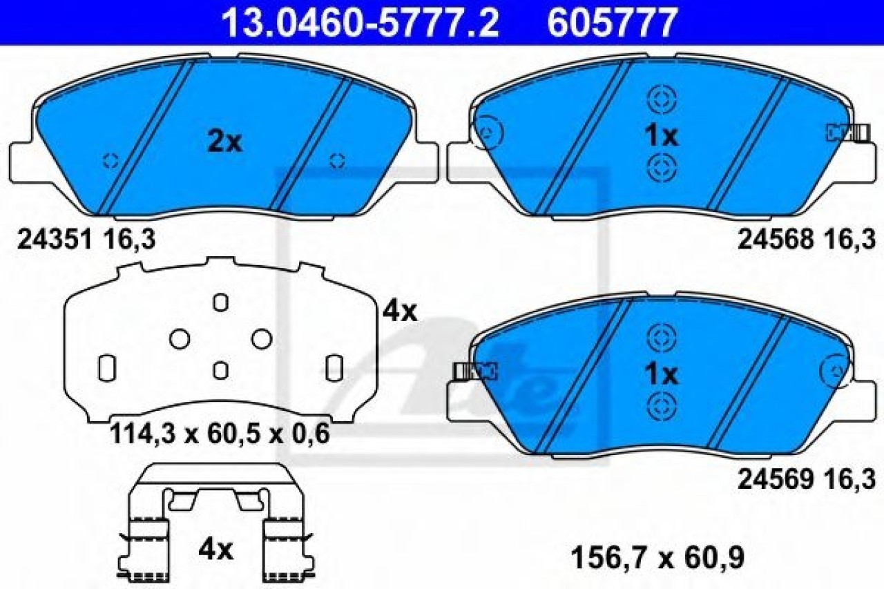 Set placute frana,frana disc HYUNDAI SANTA FE I (SM) (2000 - 2006) ATE 13.0460-5777.2 piesa NOUA