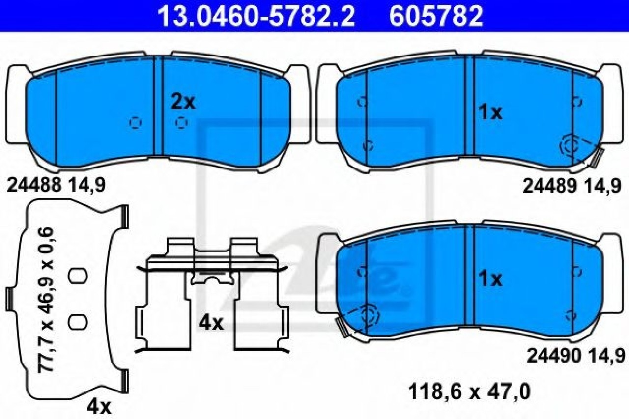 Set placute frana,frana disc HYUNDAI SANTA FE I (SM) (2000 - 2006) ATE 13.0460-5782.2 piesa NOUA