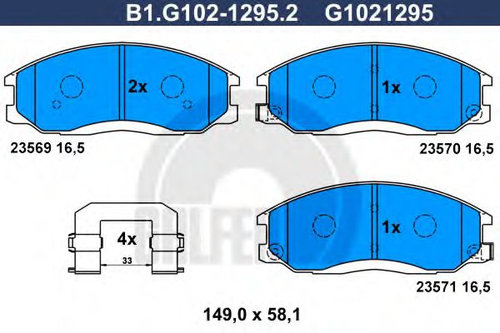 Set placute frana,frana disc HYUNDAI SANTA FE I (SM) (2000 - 2006) GALFER B1.G102-1295.2 piesa NOUA