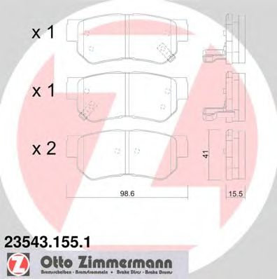 Set placute frana,frana disc HYUNDAI TRAJET (FO) (2000 - 2008) ZIMMERMANN 23543.155.1 piesa NOUA