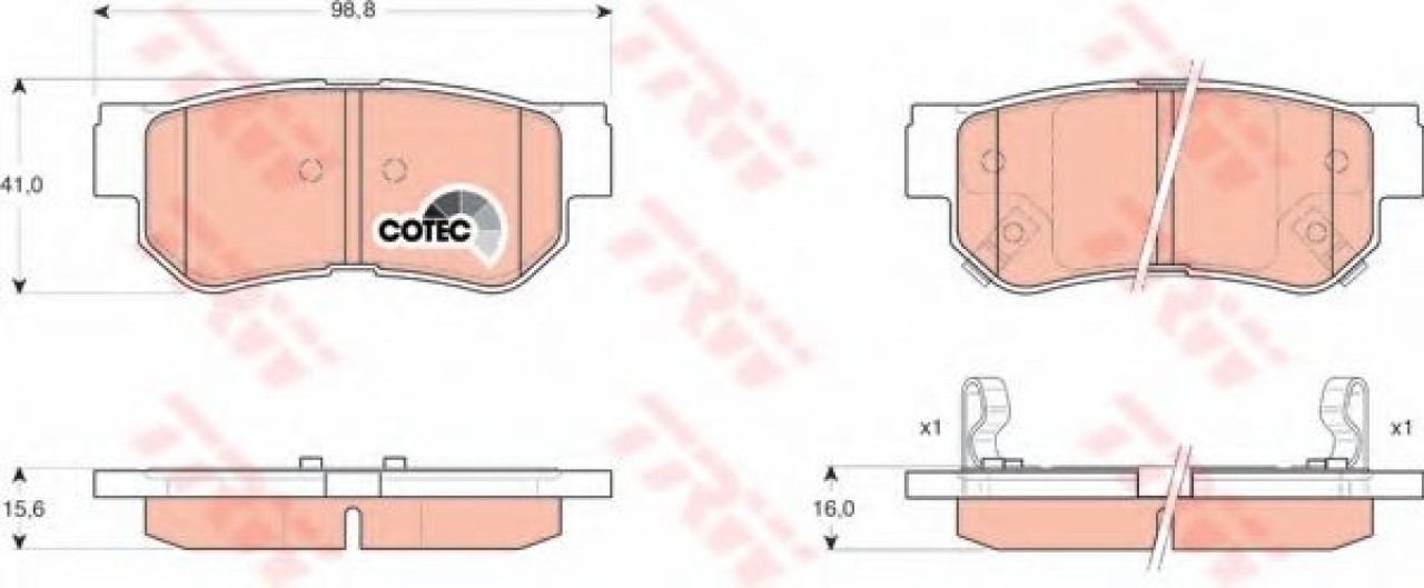 Set placute frana,frana disc HYUNDAI TUCSON (JM) (2004 - 2010) TRW GDB3284 piesa NOUA