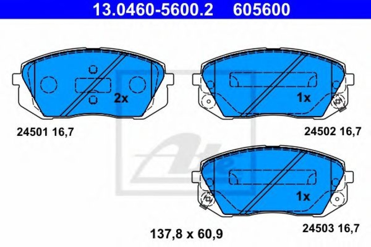 Set placute frana,frana disc HYUNDAI TUCSON (TLE) (2015 - 2016) ATE 13.0460-5600.2 piesa NOUA