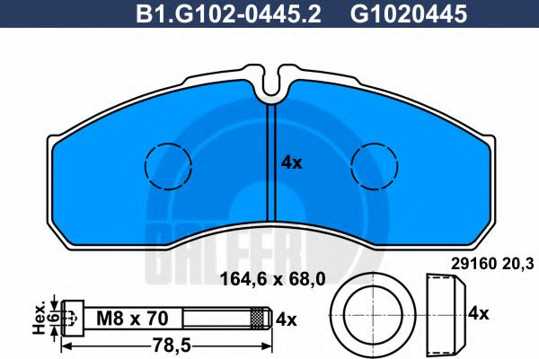 Set placute frana,frana disc IVECO DAILY III caroserie inchisa/combi (1997 - 2007) GALFER B1.G102-0445.2 piesa NOUA