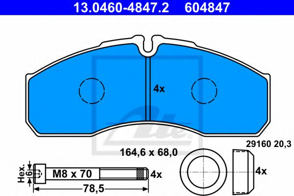 Set placute frana,frana disc IVECO DAILY III caroserie inchisa/combi (1997 - 2007) ATE 13.0460-4847.2 piesa NOUA