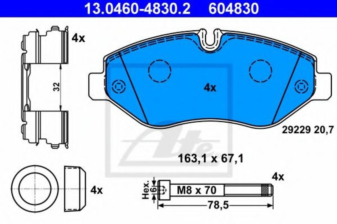 Set placute frana,frana disc IVECO DAILY V platou / sasiu (2011 - 2014) ATE 13.0460-4830.2 piesa NOUA