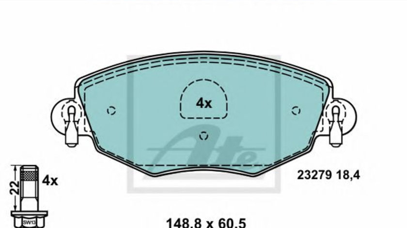 Set placute frana,frana disc JAGUAR X-TYPE (CF1) (2001 - 2009) ATE 13.0470-3987.2 piesa NOUA