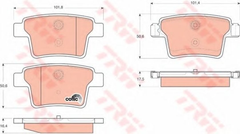 Set placute frana,frana disc JAGUAR X-TYPE (CF1) (2001 - 2009) TRW GDB1665 piesa NOUA