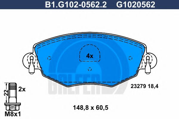 Set placute frana,frana disc JAGUAR X-TYPE (CF1) (2001 - 2009) GALFER B1.G102-0562.2 piesa NOUA