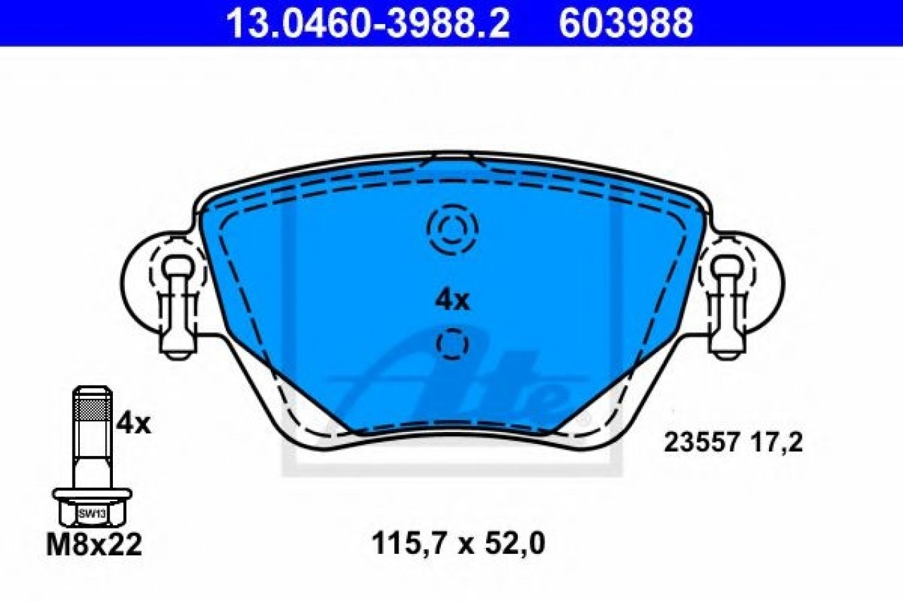 Set placute frana,frana disc JAGUAR X-TYPE Estate (CF1) (2003 - 2009) ATE 13.0460-3988.2 piesa NOUA