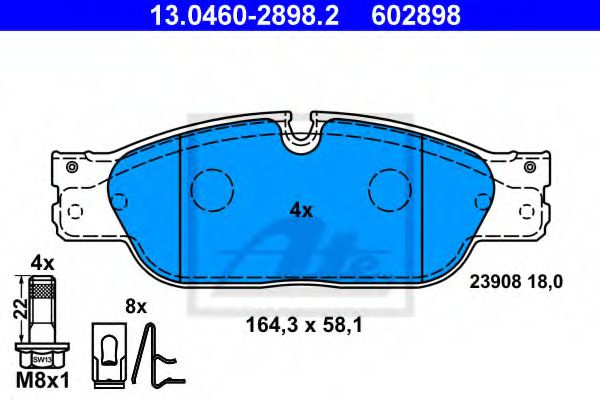 Set placute frana,frana disc JAGUAR XJ (N3, X350, X358) (2003 - 2009) ATE 13.0460-2898.2 piesa NOUA