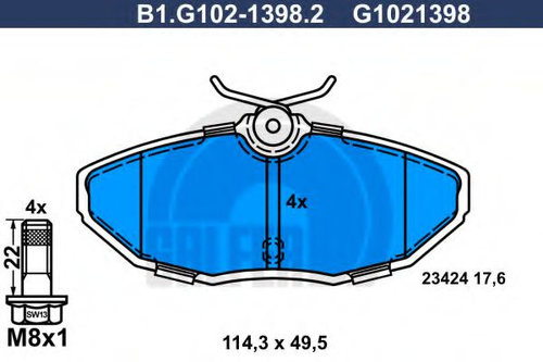 Set placute frana,frana disc JAGUAR XJ (N3, X350, X358) (2003 - 2009) GALFER B1.G102-1398.2 piesa NO...