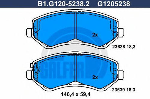 Set placute frana,frana disc JEEP CHEROKEE (KJ) (2001 - 2008) GALFER B1.G120-5238.2 piesa NOUA