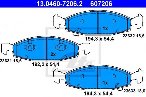 Set placute frana,frana disc JEEP GRAND CHEROKEE II (WJ, WG) (1998 - 2005) ATE 13.0460-7206.2 piesa ...