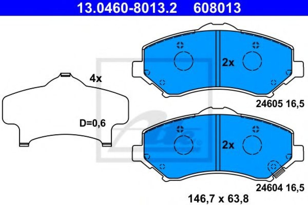 Set placute frana,frana disc JEEP WRANGLER II (TJ) (1996 - 2008) ATE 13.0460-8013.2 piesa NOUA