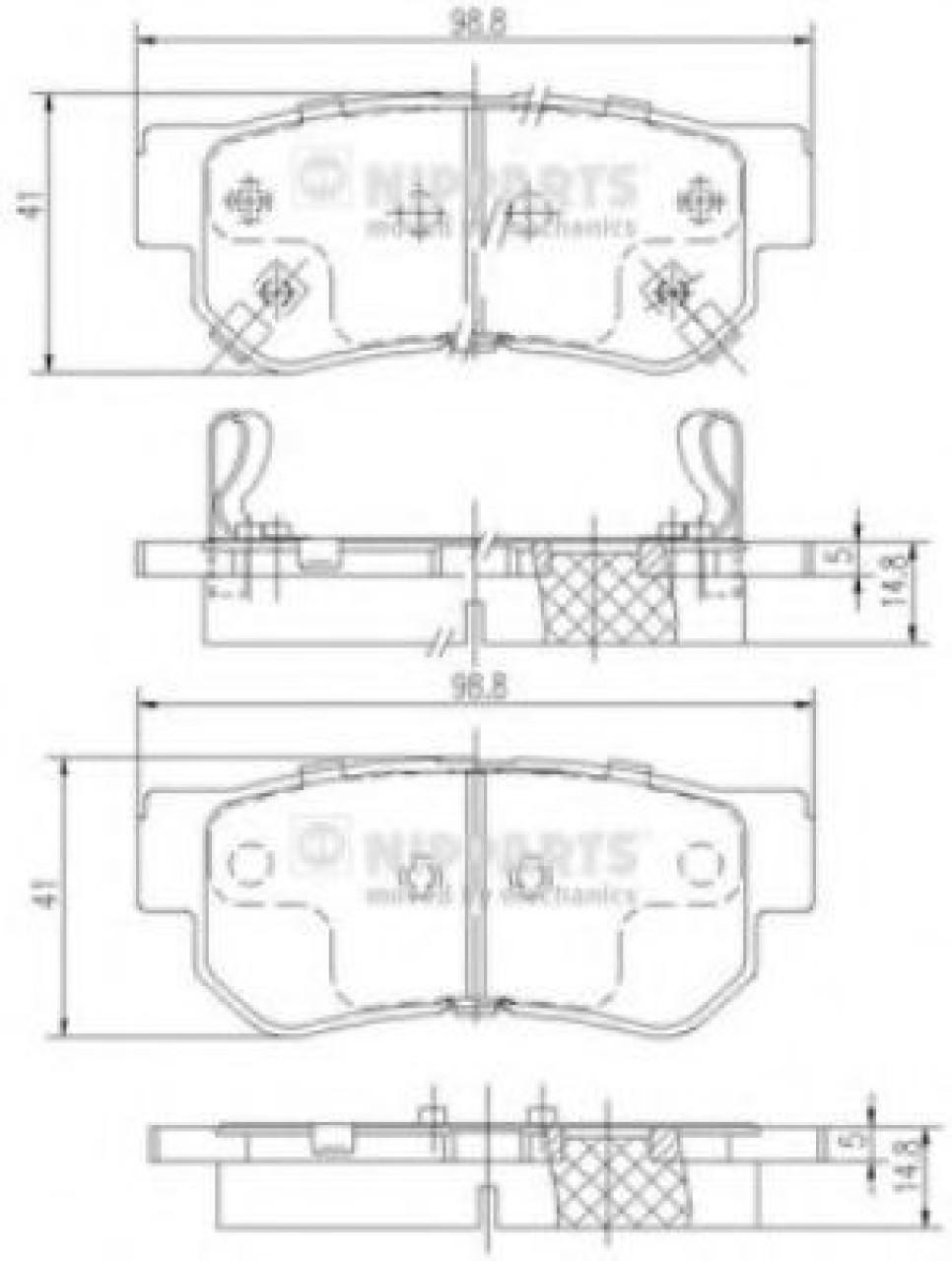 Set placute frana,frana disc KIA CARENS II (FJ) (2002 - 2006) NIPPARTS J3610509 piesa NOUA