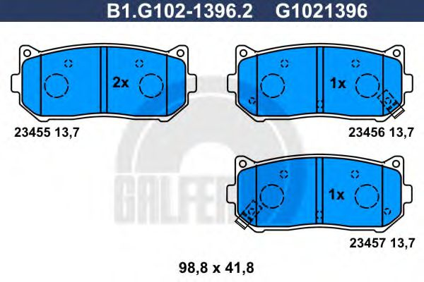 Set placute frana,frana disc KIA CARENS II (FJ) (2002 - 2006) GALFER B1.G102-1396.2 piesa NOUA