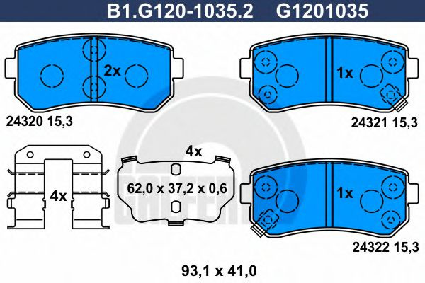 Set placute frana,frana disc KIA CEED SW (ED) (2007 - 2012) GALFER B1.G120-1035.2 piesa NOUA