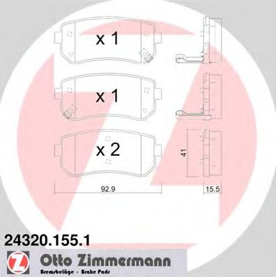Set placute frana,frana disc KIA CEED SW (ED) (2007 - 2012) ZIMMERMANN 24320.155.1 piesa NOUA
