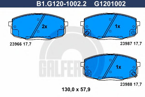 Set placute frana,frana disc KIA CEED SW (ED) (2007 - 2012) GALFER B1.G120-1002.2 piesa NOUA