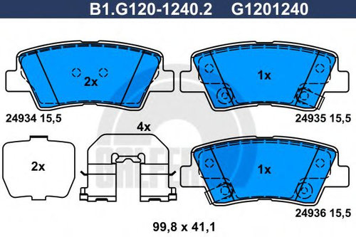 Set placute frana,frana disc KIA OPTIMA (2010 - 2015) GALFER B1.G120-1240.2 piesa NOUA