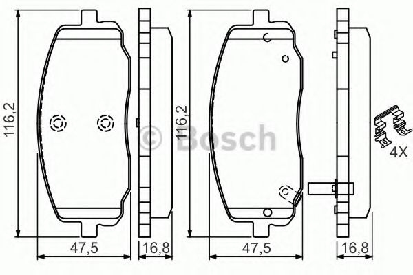 Set placute frana,frana disc KIA PICANTO (BA) (2004 - 2011) BOSCH 0 986 494 594 piesa NOUA