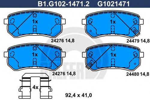 Set placute frana,frana disc KIA PICANTO (BA) (2004 - 2011) GALFER B1.G102-1471.2 piesa NOUA