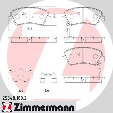 Set placute frana,frana disc KIA RIO III (UB) (2011 - 2016) ZIMMERMANN 25348.180.2 piesa NOUA