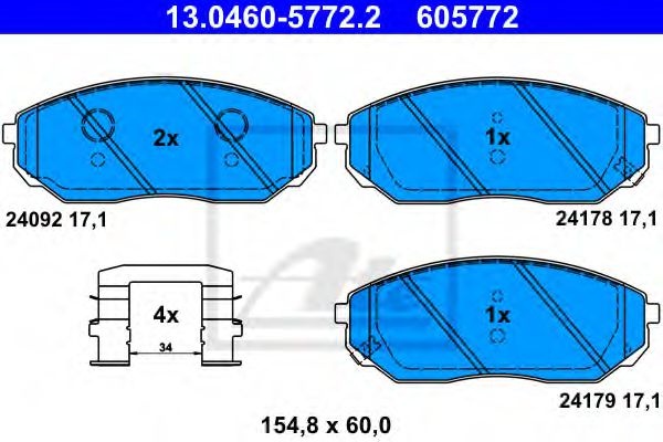 Set placute frana,frana disc KIA SORENTO I (JC) (2002 - 2009) ATE 13.0460-5772.2 piesa NOUA