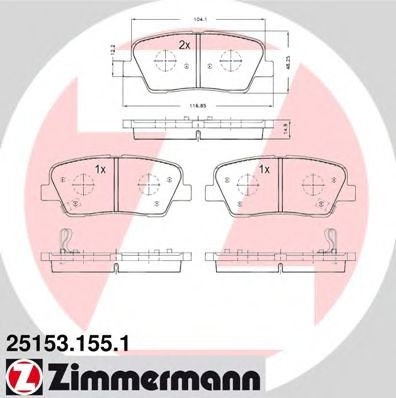 Set placute frana,frana disc KIA SORENTO II (XM) (2009 - 2015) ZIMMERMANN 25153.155.1 piesa NOUA
