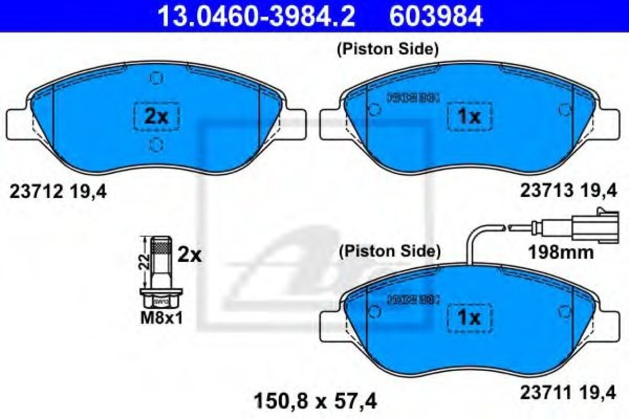 Set placute frana,frana disc LANCIA DELTA III (844) (2008 - 2014) ATE 13.0460-3984.2 piesa NOUA