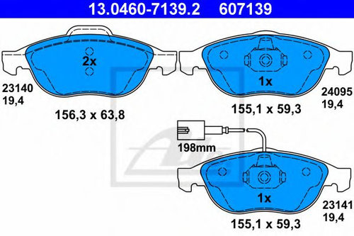 Set placute frana,frana disc LANCIA LYBRA (839AX) (1999 - 2005) ATE 13.0460-7139.2 piesa NOUA