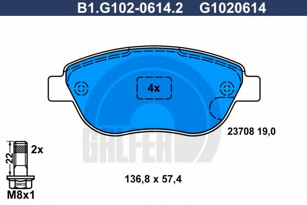 Set placute frana,frana disc LANCIA MUSA (350) (2004 - 2012) GALFER B1.G102-0614.2 piesa NOUA