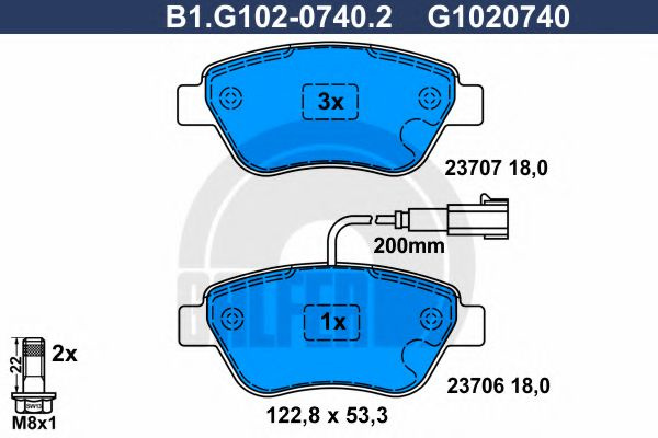 Set placute frana,frana disc LANCIA MUSA (350) (2004 - 2012) GALFER B1.G102-0740.2 piesa NOUA