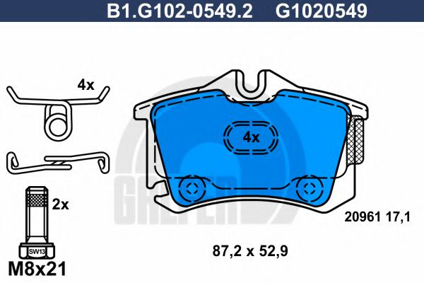 Set placute frana,frana disc LANCIA PHEDRA (179) (2002 - 2010) GALFER B1.G102-0549.2 piesa NOUA