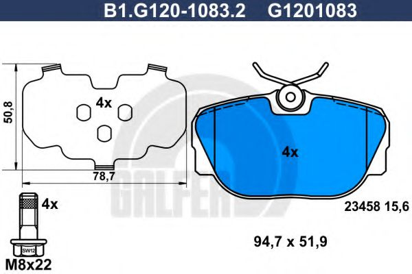Set placute frana,frana disc LAND ROVER DISCOVERY II (LJ, LT) (1998 - 2004) GALFER B1.G120-1083.2 piesa NOUA