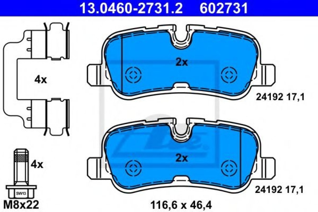 Set placute frana,frana disc LAND ROVER DISCOVERY IV (LA) (2009 - 2016) ATE 13.0460-2731.2 piesa NOUA