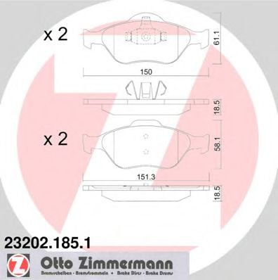 Set placute frana,frana disc MAZDA 2 (DY) (2003 - 2016) ZIMMERMANN 23202.185.1 piesa NOUA