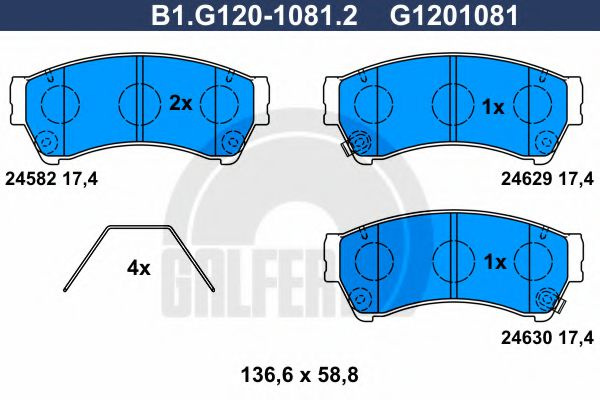 Set placute frana,frana disc MAZDA 6 Combi (GH) (2008 - 2016) GALFER B1.G120-1081.2 piesa NOUA