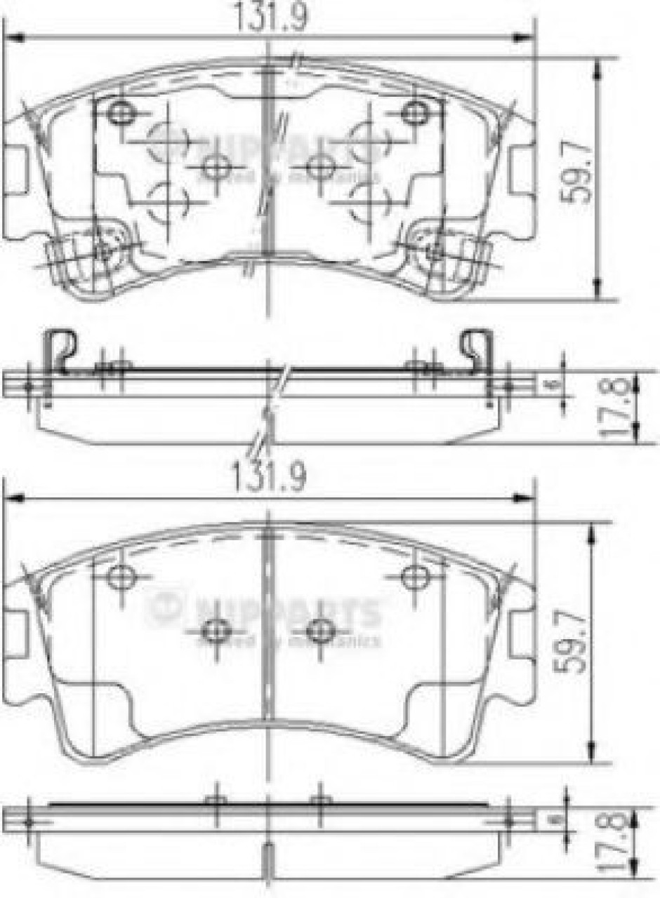 Set placute frana,frana disc MAZDA 6 (GG) (2002 - 2008) NIPPARTS J3603056 piesa NOUA