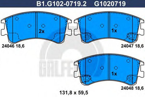 Set placute frana,frana disc MAZDA 6 (GG) (2002 - 2008) GALFER B1.G102-0719.2 piesa NOUA