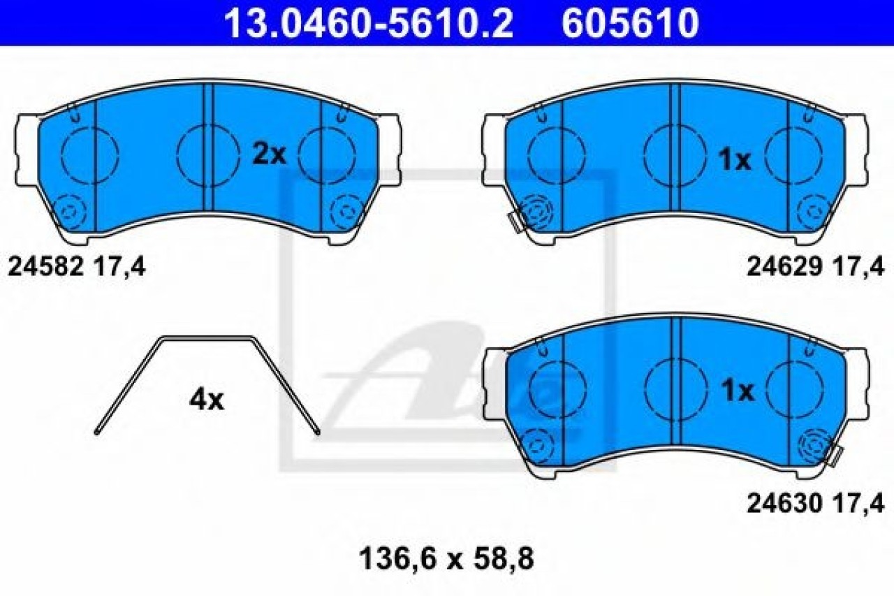 Set placute frana,frana disc MAZDA 6 Hatchback (GG) (2002 - 2008) ATE 13.0460-5610.2 piesa NOUA