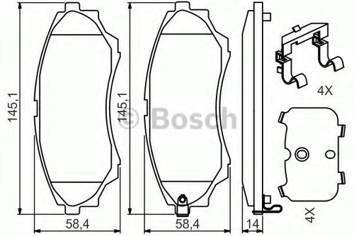 Set placute frana,frana disc MAZDA BT-50 (CD, UN) (2006 - 2016) BOSCH 0 986 494 587 piesa NOUA