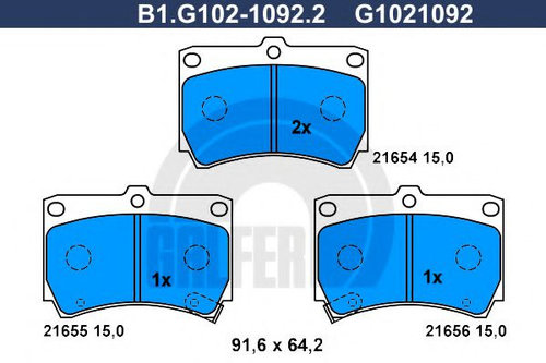 Set placute frana,frana disc MAZDA DEMIO (DW) (1996 - 2003) GALFER B1.G102-1092.2 piesa NOUA