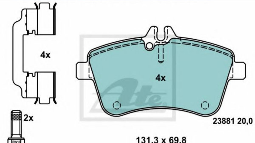 Set placute frana,frana disc MERCEDES A-CLASS (W169) (2004 - 2012) ATE 13.0470-2708.2 piesa NOUA